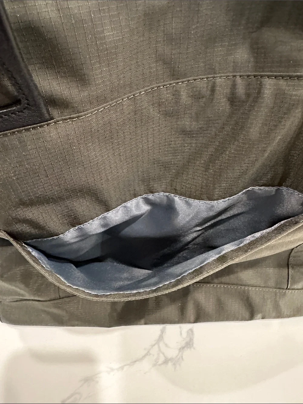 Tumi Olive Green Nylon Tote with Black Leather